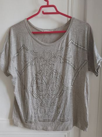 Haut gris à strass Orfeo Negro