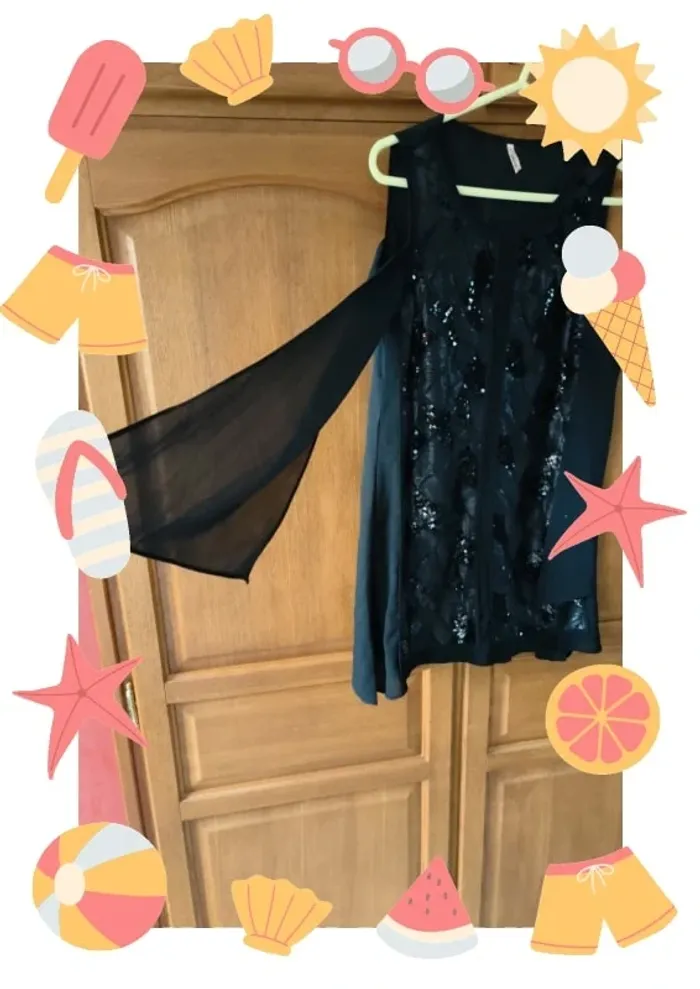 Tunique sans manches noire fluide avec sequins 38 - photo numéro 2