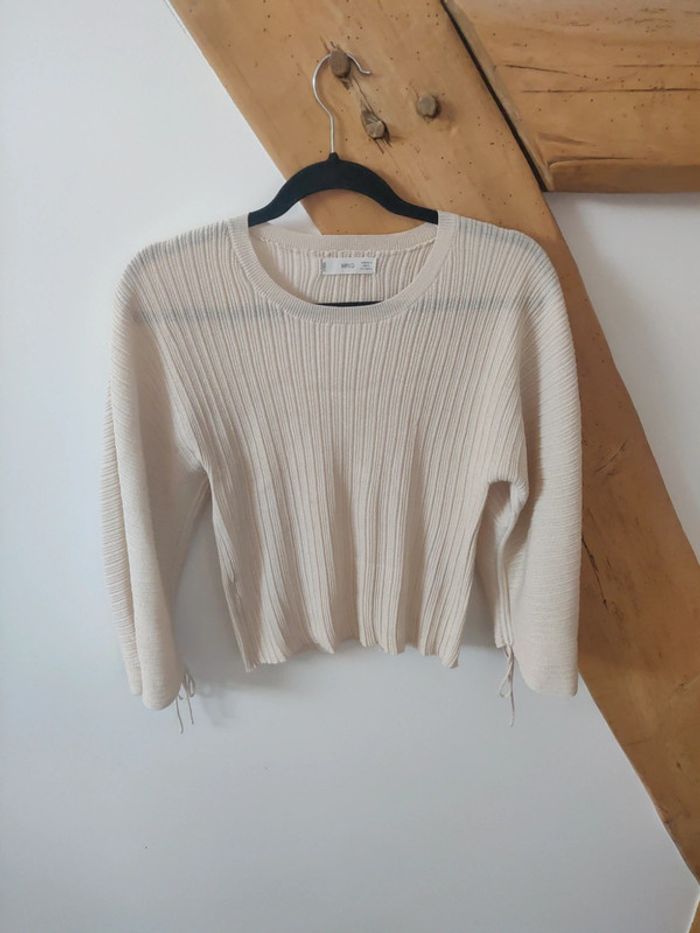 Haut court manches amples beige basic MNG taille M