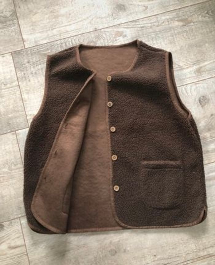 Veste sans manches moumoute  couleur marron - photo numéro 7