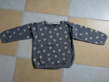 Pull gris coeurs 3 ans fille Kiabi