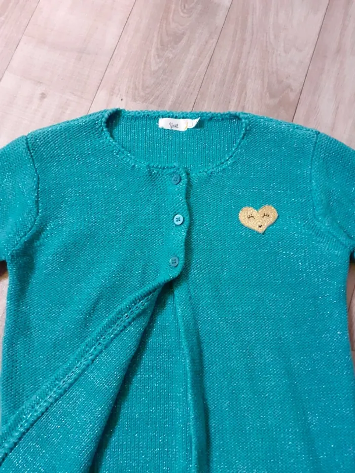 Gilet fille bleu vert pailleté 3 ans - photo numéro 4