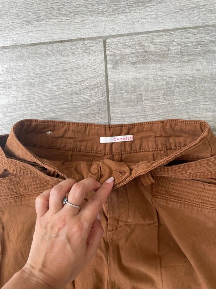 Pantalon marron taille haute avec ceinture – Style casual - taille 34 - photo numéro 3