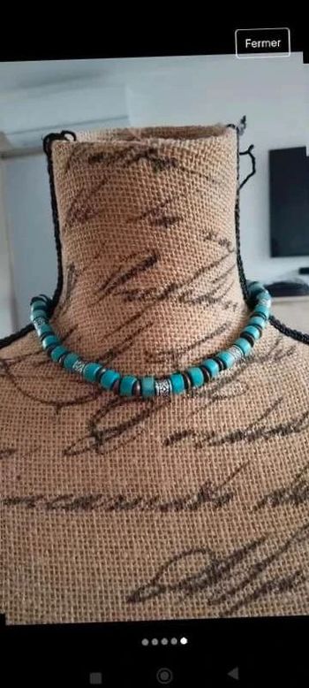 Ensemble  collier et  bracelet élastique bleu fantaisie femme