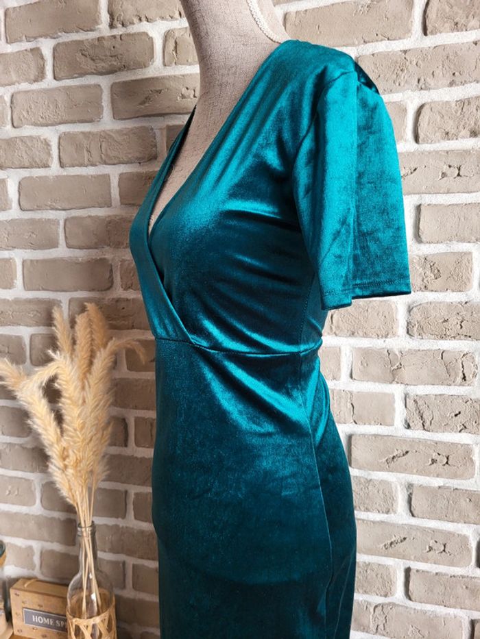 Robe en velours vert émeraude Zara - photo numéro 8