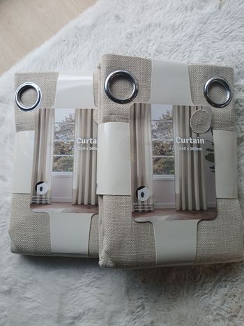 Lot rideaux texturé beige 