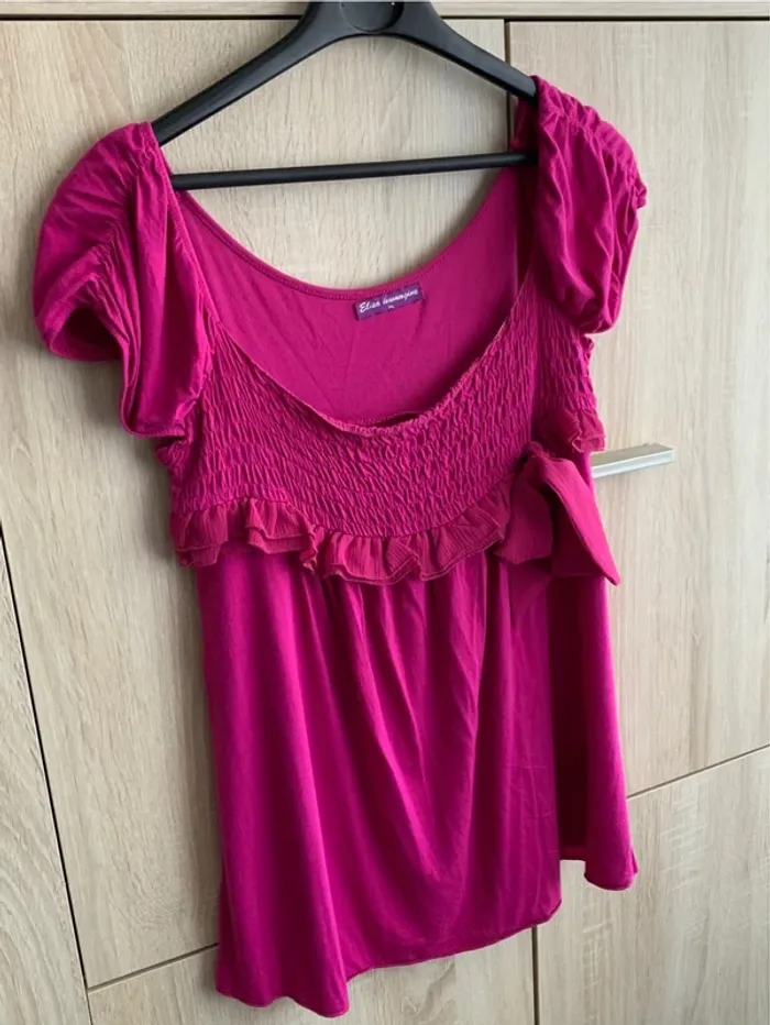 Teeshirt fushia 42 élastique noeud - photo numéro 7
