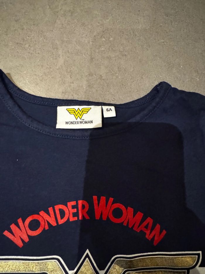 T shirt manches courtes - Wonder woman - Étoiles - Bleu marine, rouge, doré & blanc - 6 ans - photo numéro 2