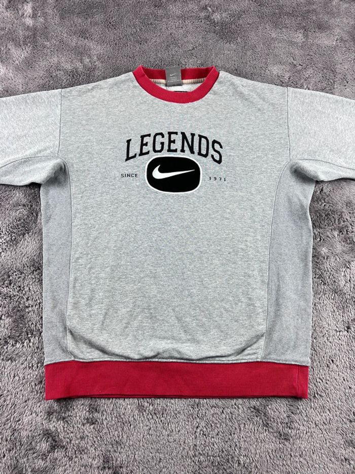 Sweat Nike logo brodé vintage rare gris et rouge Taille S - photo numéro 6