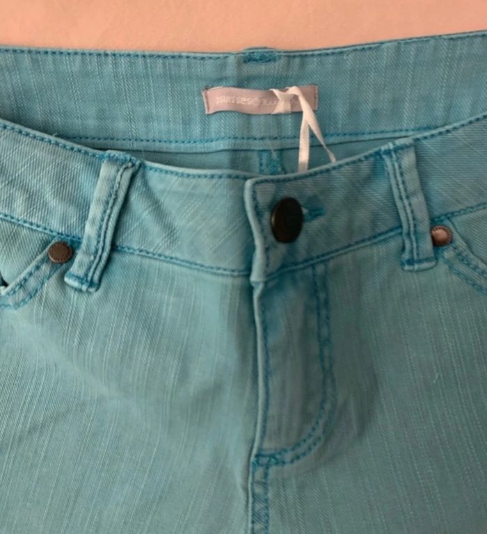 Short en jeans strech turquoise taille 38 - photo numéro 4