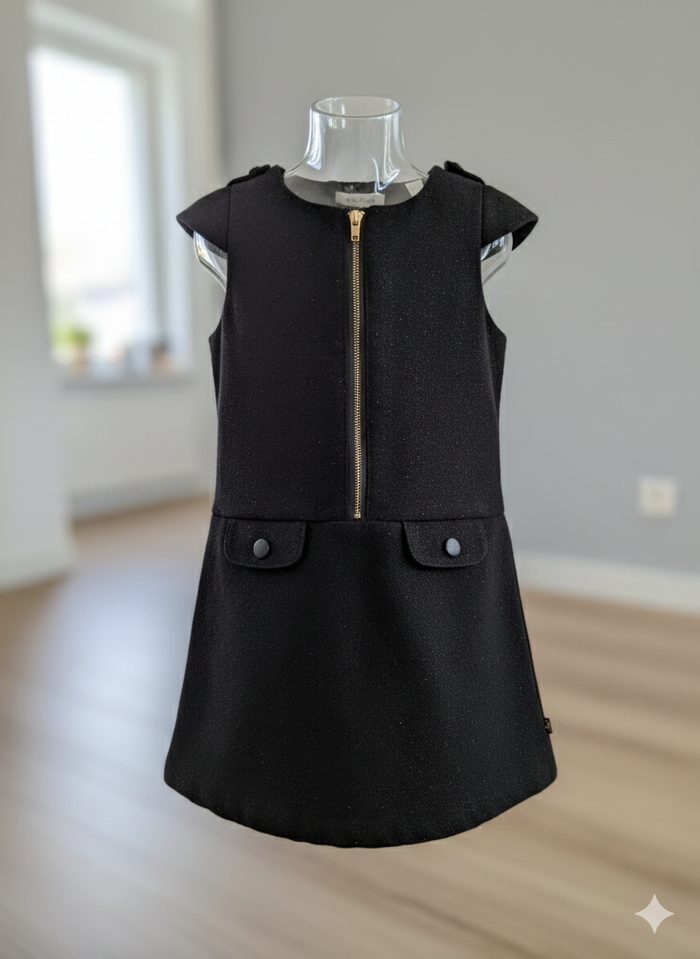 Okaïdi - Robe Noire Hiver Pailletée Zip Doré T.3 Ans 98 cm - Très Bon État