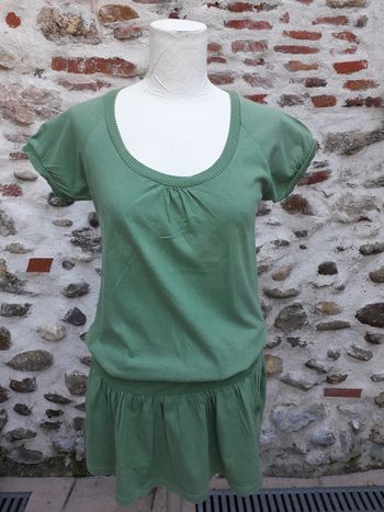 Robe manches courtes coton vert