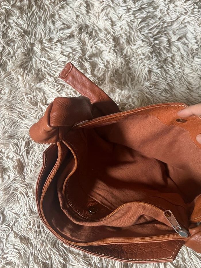 Sac à bandoulière camel cuir de vachette made in France - photo numéro 6