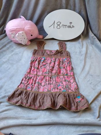Robe Fille 18 mois marron à fleurs Creeks 100% coton La Halle