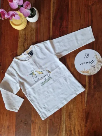 T-shirt manches longues licorne 18 mois