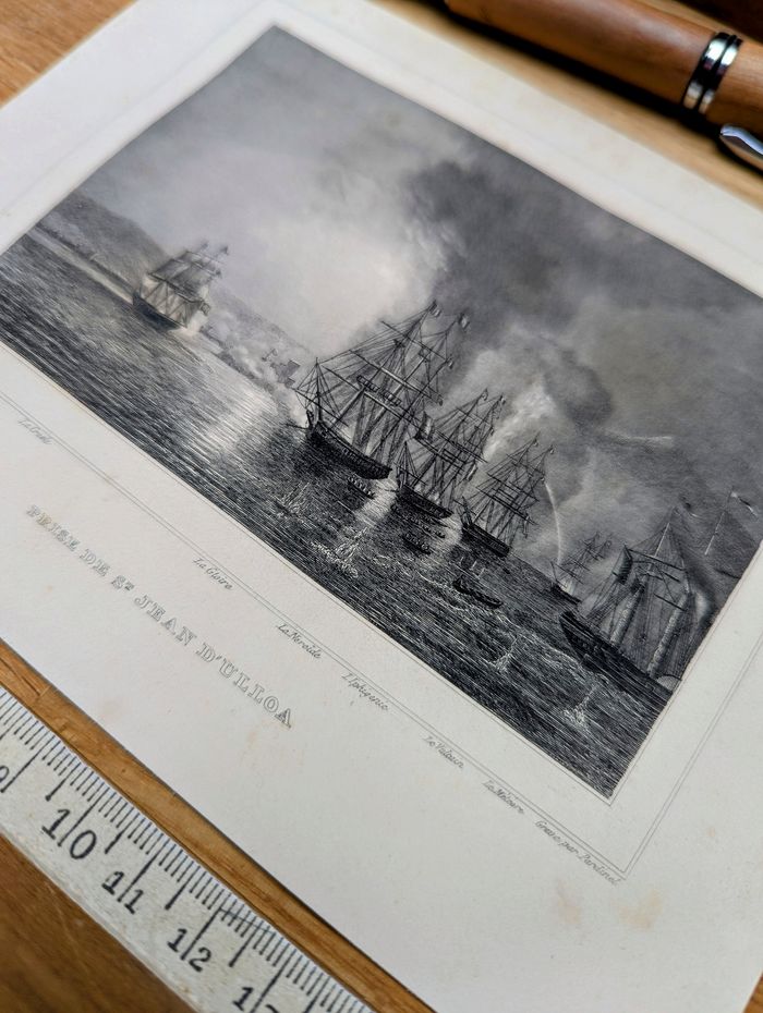 Imprimée en 1848, bataille de San Juan de Ulúa, Mexique. Original Vintage Authentique. - photo numéro 5