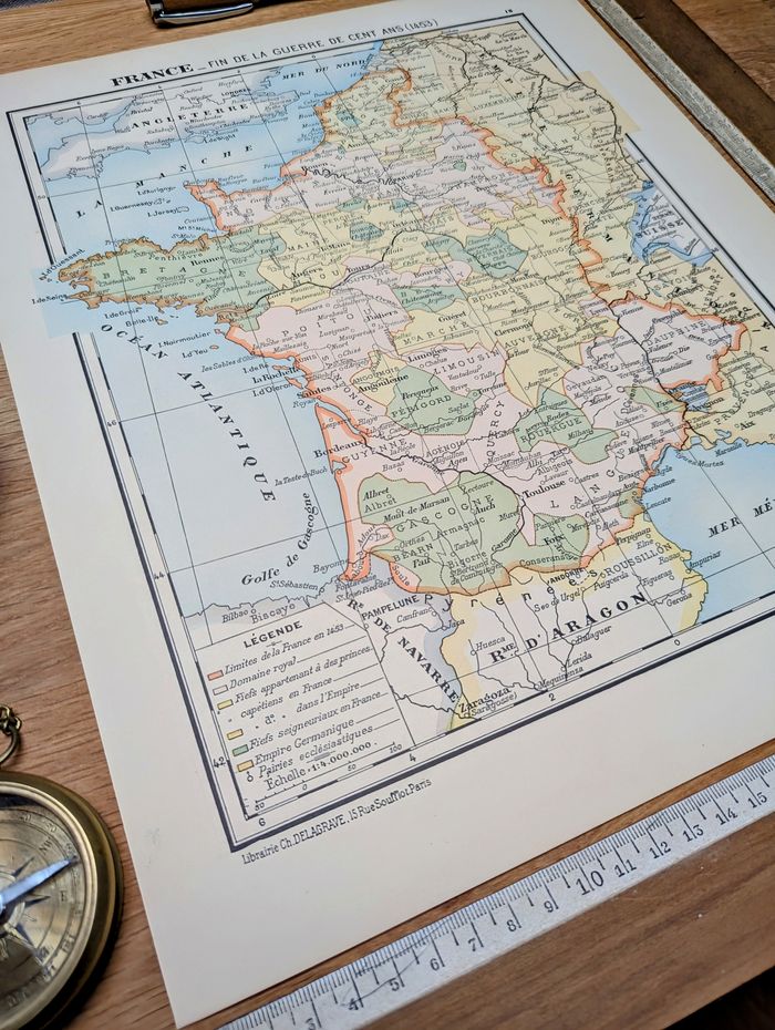 Imprimée en 1900, la France en 1453. Original Vintage Authentique. - photo numéro 5