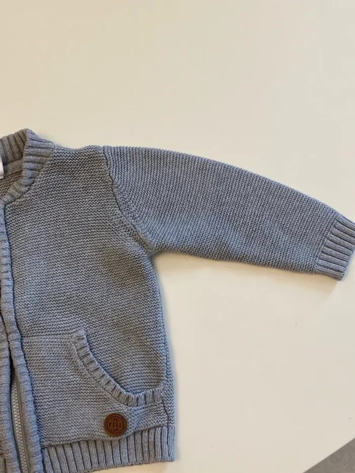 Beau gilet zippé gris 9/12 mois mois Tex baby - photo numéro 4