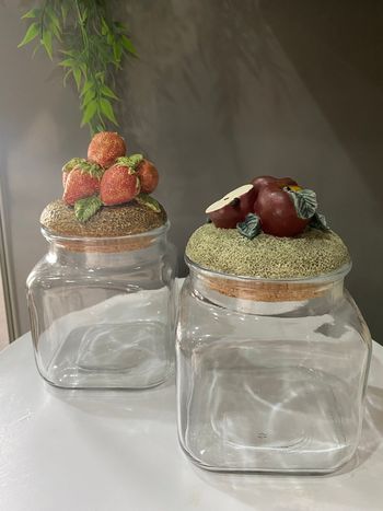 Lot de 2 bocaux motifs fruits