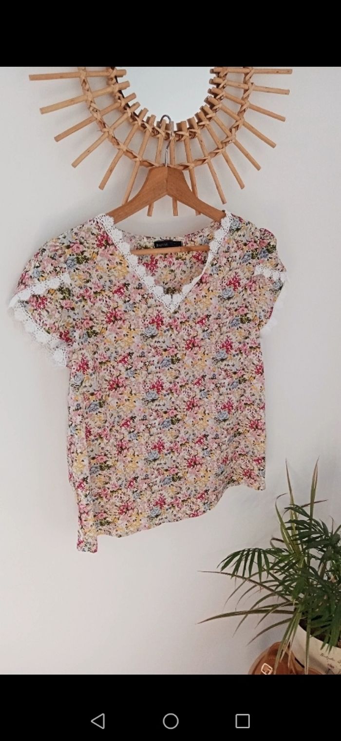 Blouse été manches courtes, fleurie - photo numéro 2