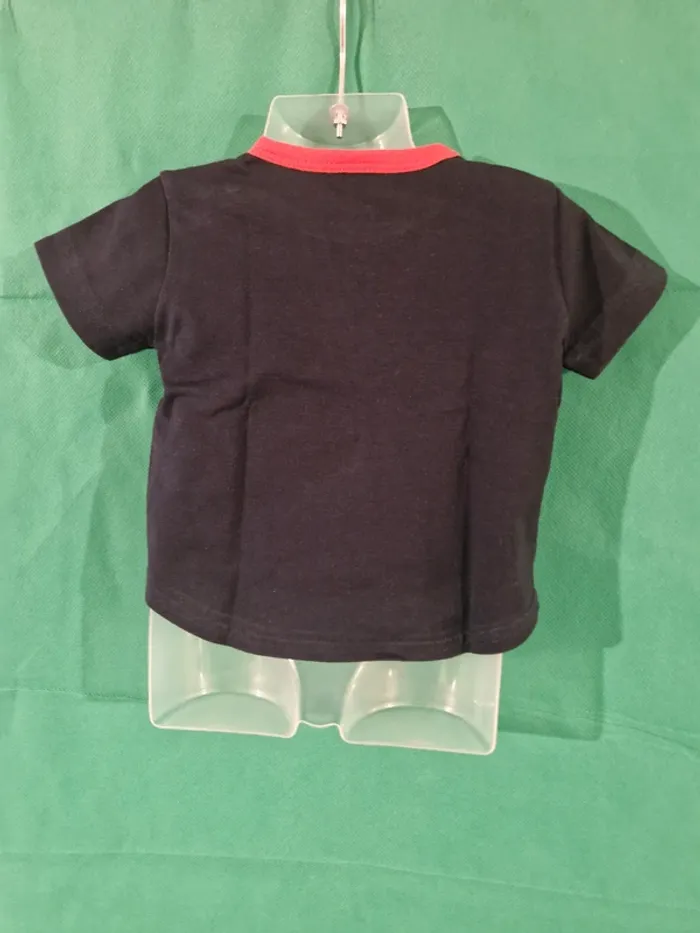 T-shirt bébé bleu marine à motif rouge 6 mois (67 cm) Petit Bateau - photo numéro 2