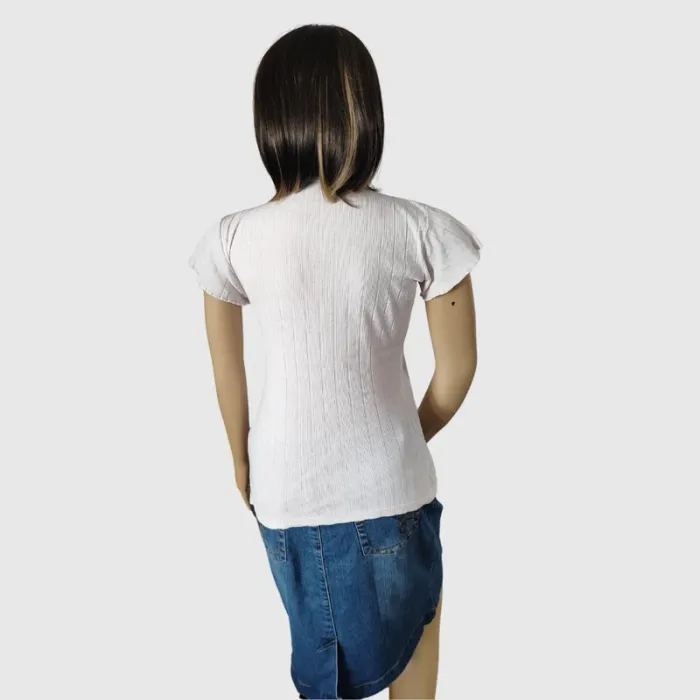 T-shirt Blanc Côtelé, Taille M - Détail Découpe Originale et Confortable ! - photo numéro 4