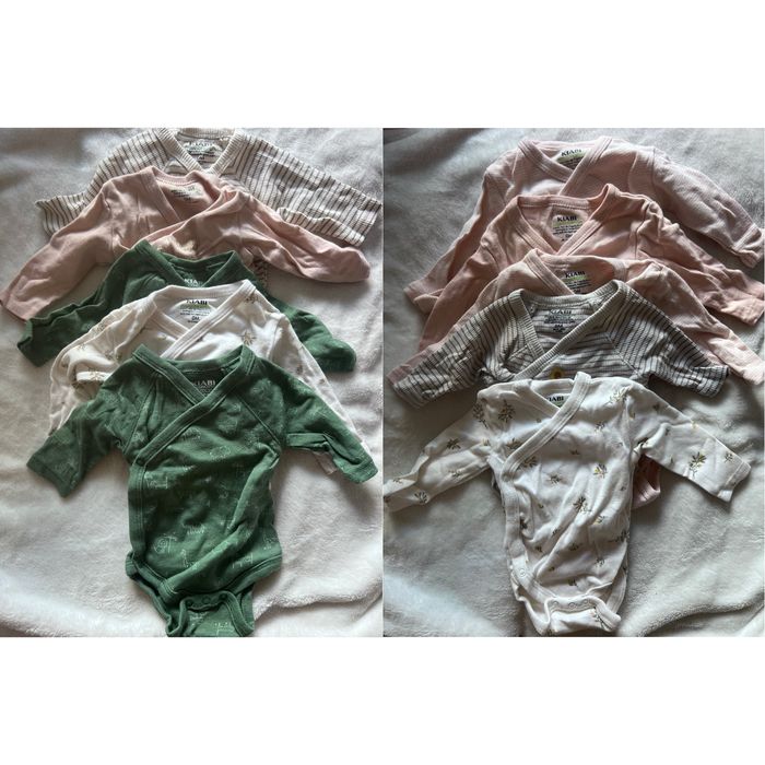 Lot de 10 bodies kiabi cache-cœur manche longue