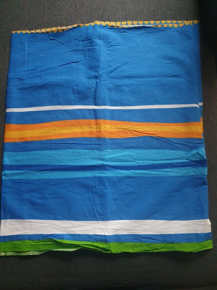 Tissu bleu orange vert blanc 2m x 60cm - photo numéro 2