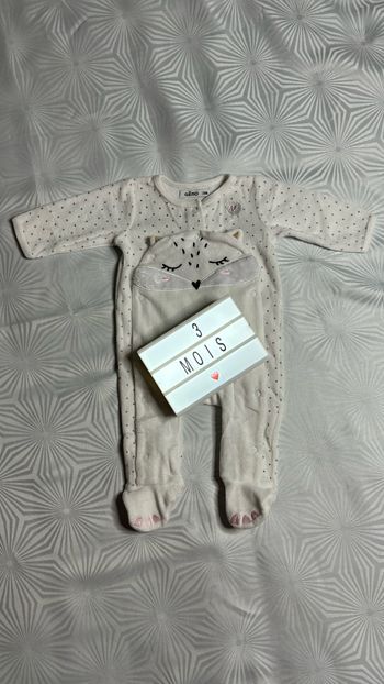 Pyjama velours fille 3 mois