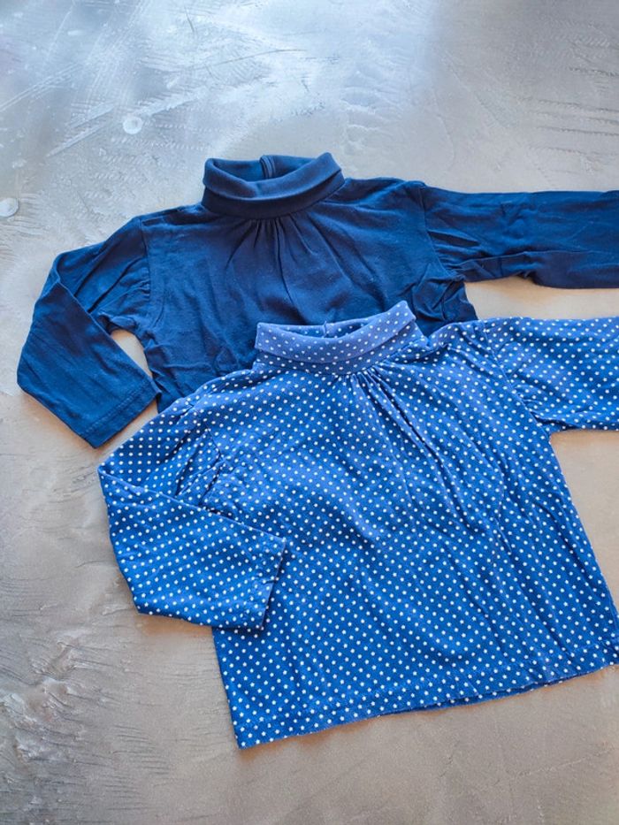 Lot de 2 sous pull bleu fille 36 mois