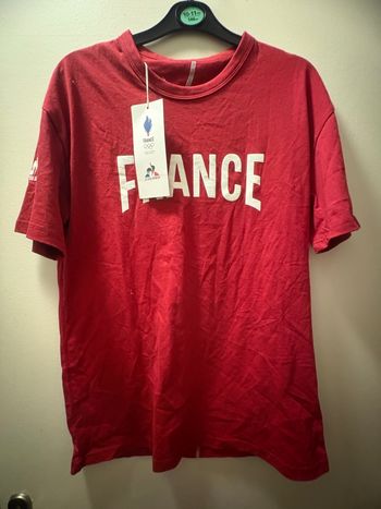T-shirt manches courtes Le Coq Sportif homme taille S  équipe de France jeux olympiques rouge neuf