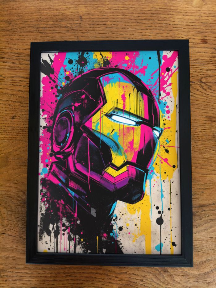 Affiche poster A4 (21×29,7 cm) Iron Man Marvel street art coloré – déco murale geek gaming - photo numéro 3