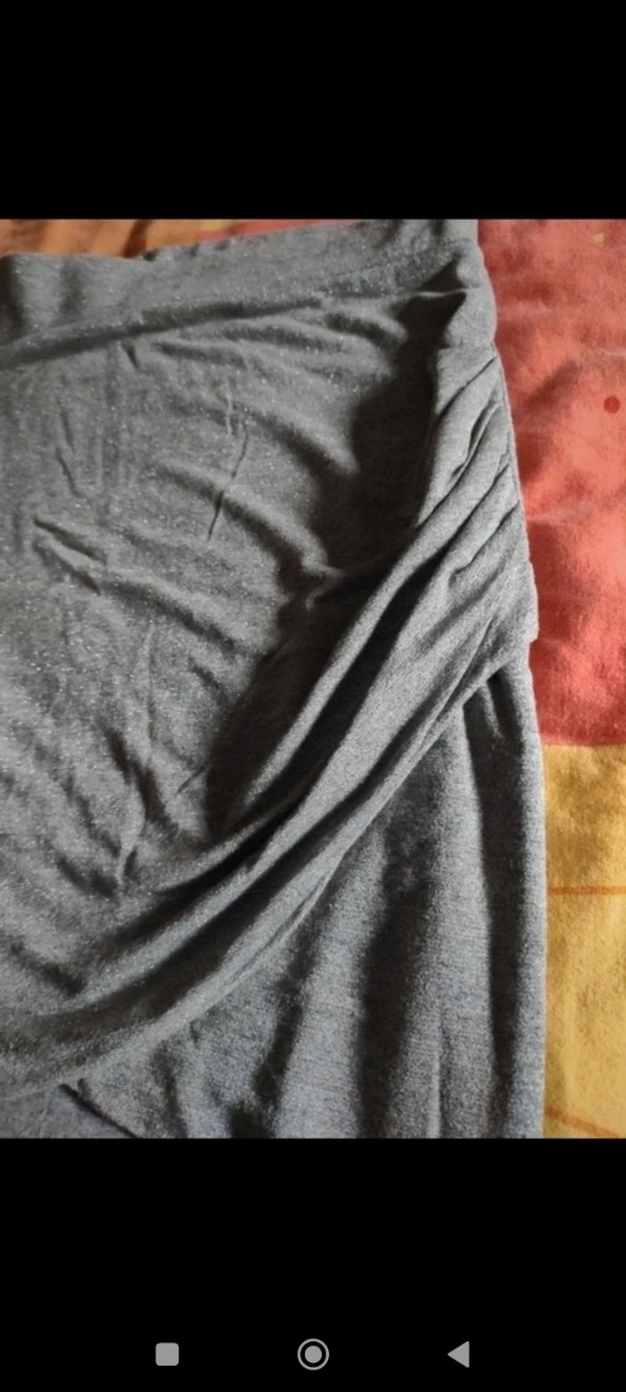 Jupe gris argentée taille élastique Camaïeu - photo numéro 3
