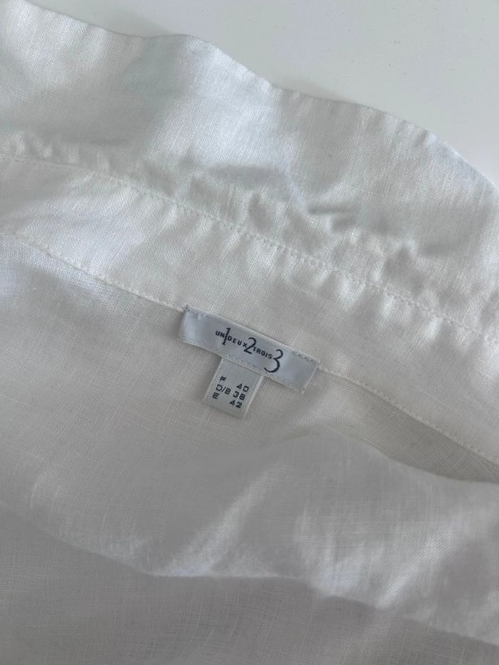 Chemise blanche en lin  – Un Deux Trois – Taille 40 – Excellent état - photo numéro 3