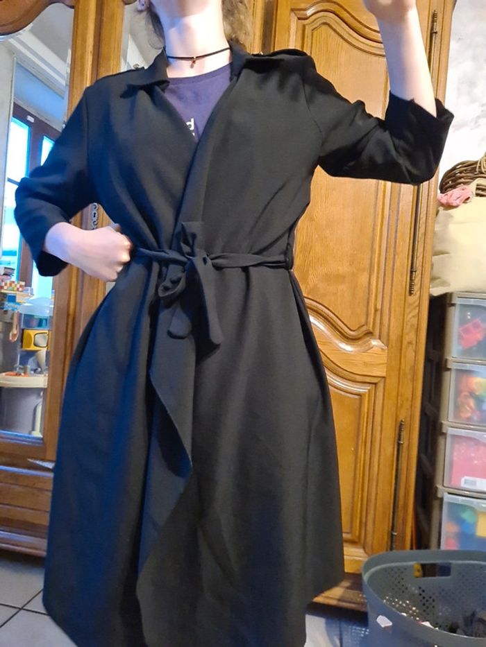 Veste longue à nouer noire longue italy - photo numéro 4
