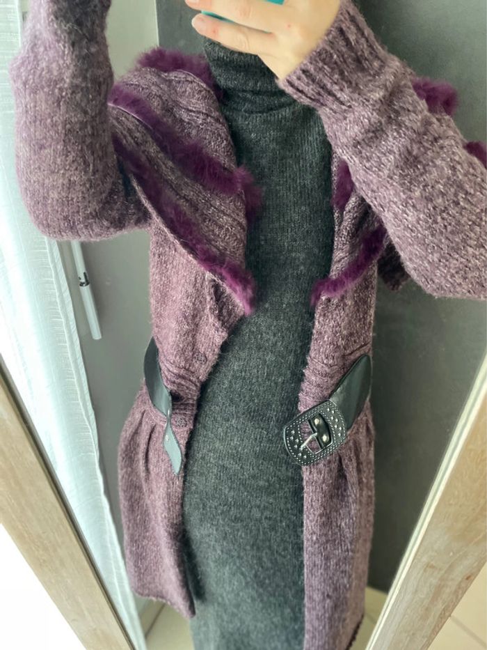 Gilet long femme violet - photo numéro 7