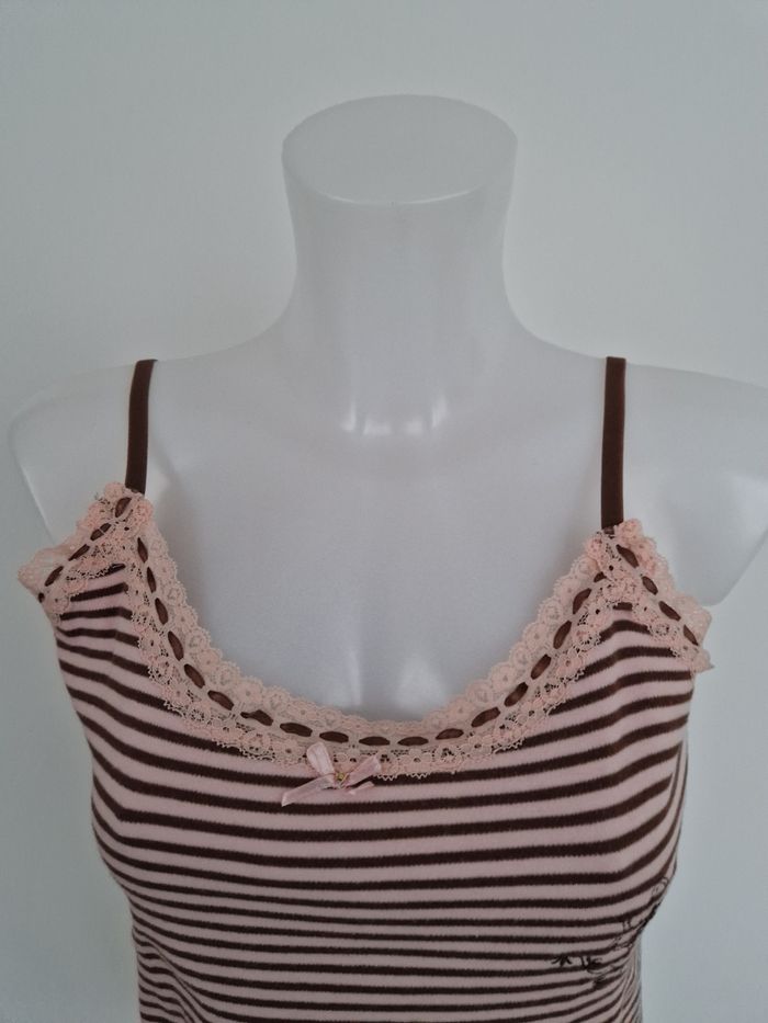 Débardeur rose clair à rayures marron Nuit Étoile - photo numéro 3