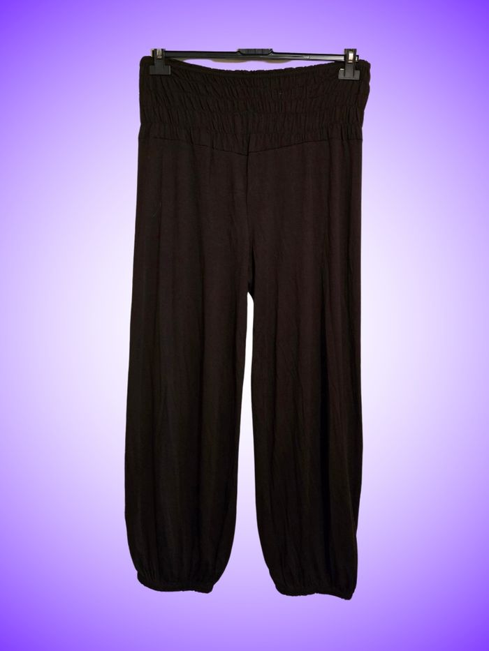 Pantalon Sarouel Marron Fluide – Taille Smockée – Bas Resserré – Viscose – Très Bon État - photo numéro 2