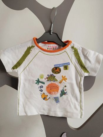 Tee-shirt manches courtes blanc imprimé La compagnie des petits taille 3 mois