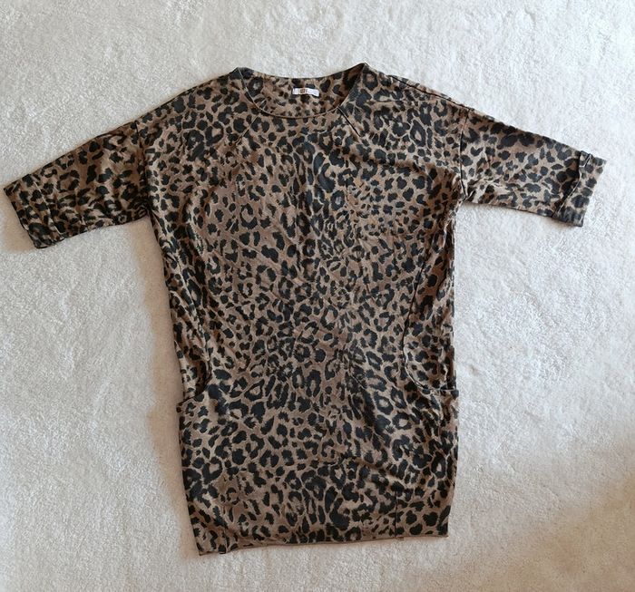 Robe léopard Izzy made in Italy taille unique manches 3/4 coton et élasthanne - photo numéro 4