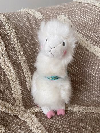 Peluche doudou 26cm histoire d’ours lama blanc rose bleu parfait état