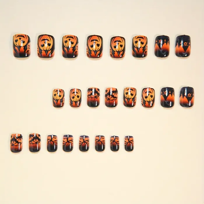 🏰 Faux ongles Press-On Style Européen – 24 pièces pour une élégance sombre au bout des doigts 🖤🎃 - photo numéro 4