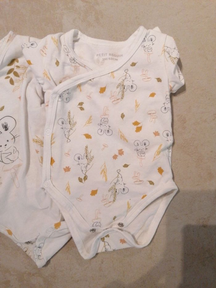 Lot de 2 bodies petit beguin 3 mois - photo numéro 2