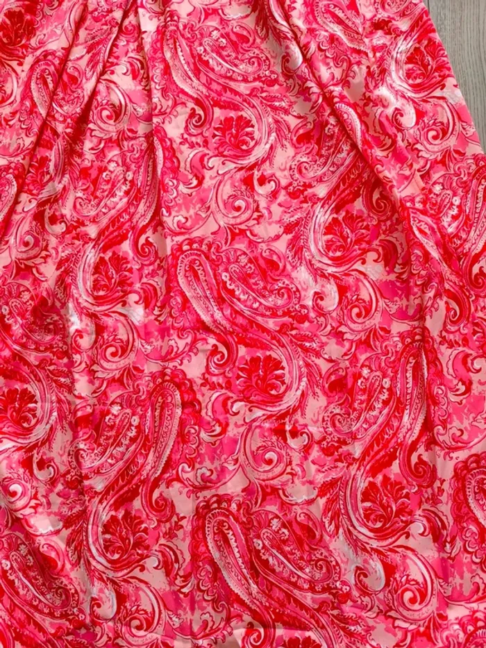 Robe longue fendue corail et beige femme XL - photo numéro 9