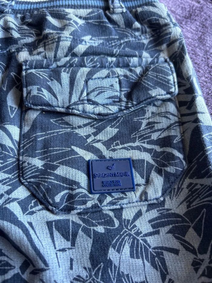 Bermuda garcon en coton imprimé feuillage tons bleus Sergent major taille 4 ans - photo numéro 3