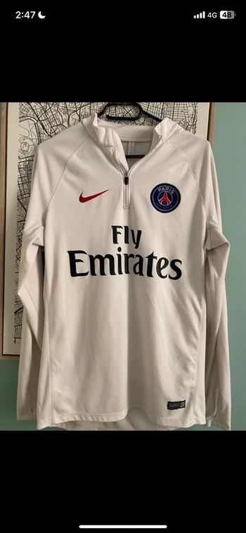 Haut entraînement PSG Nike - blanc Fly Emirates - taille M - officiel