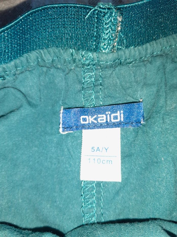 Jupe Okaïdi 5 ans vert foncé ceinture dorée pailleté - photo numéro 2
