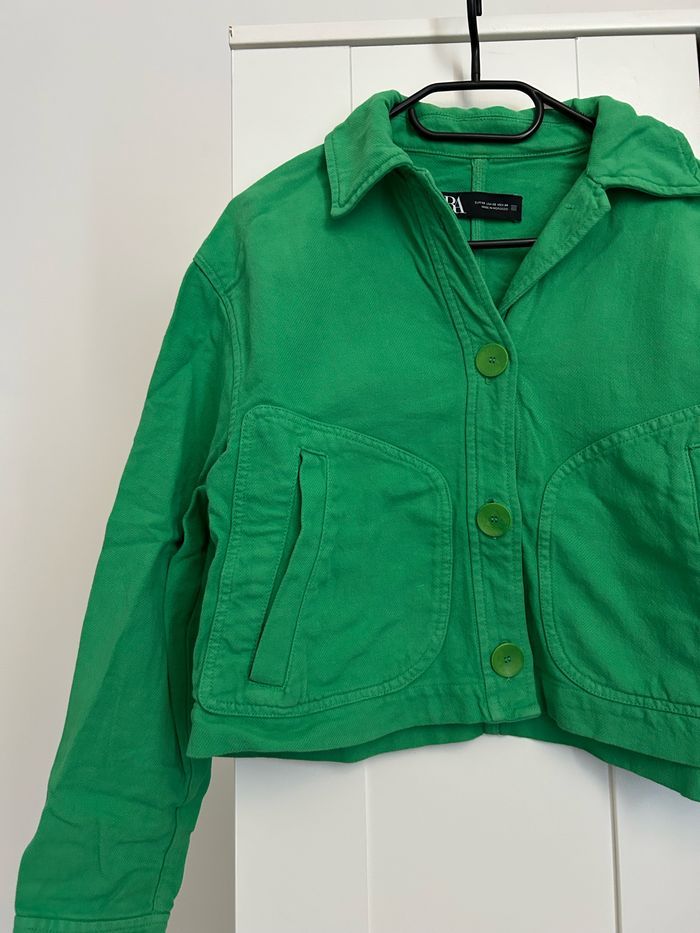 Veste courte verte unie Zara Tailles S-M - photo numéro 2