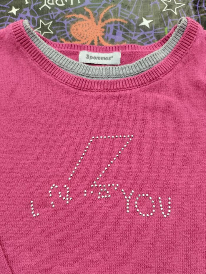 pull 5 ans fille rose et gris 3 Pommes - photo numéro 2