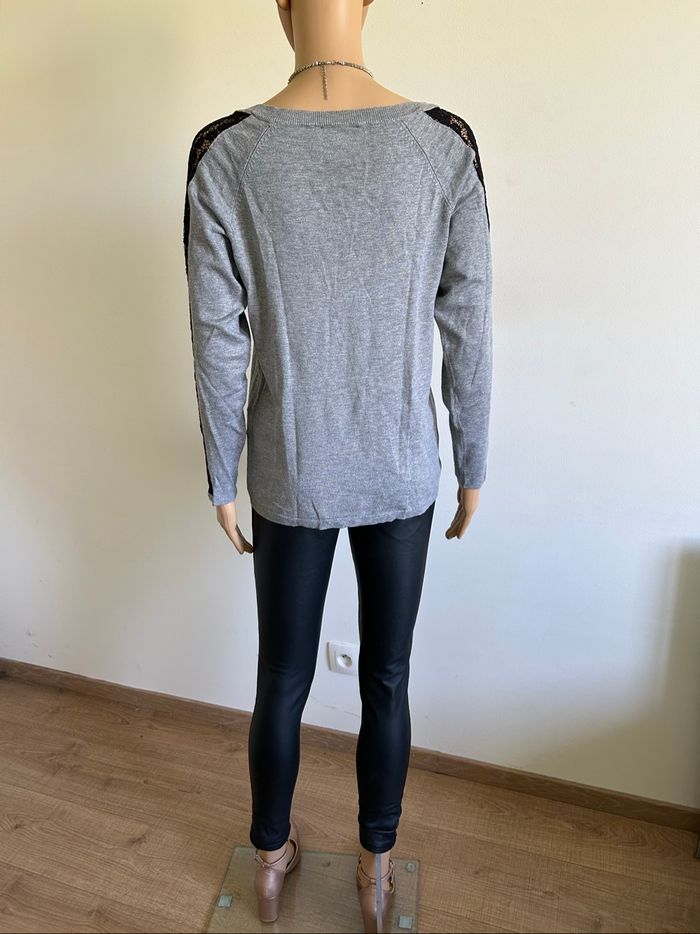 Pull gris et noir à manches longues Morgan taille M état satisfaisant - photo numéro 6